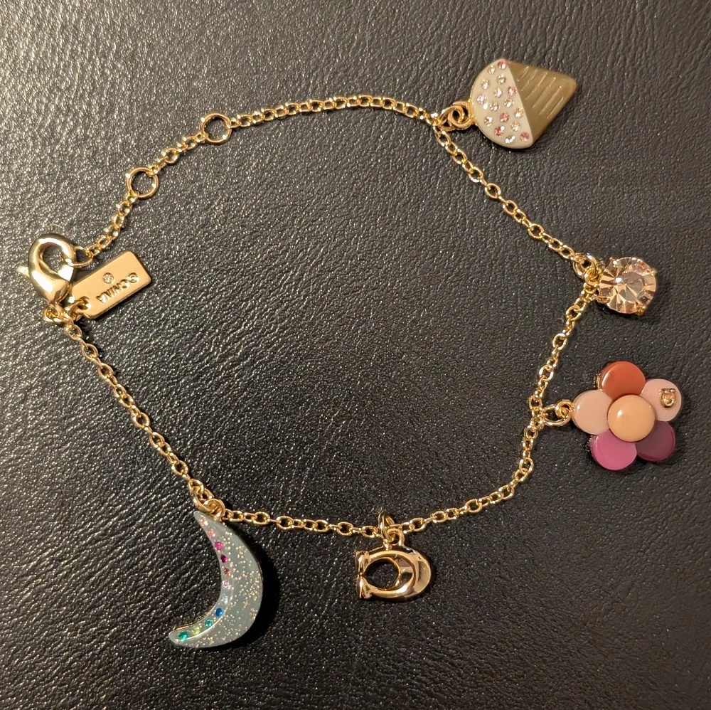 Coach Moon And Flower Charm Bracelet